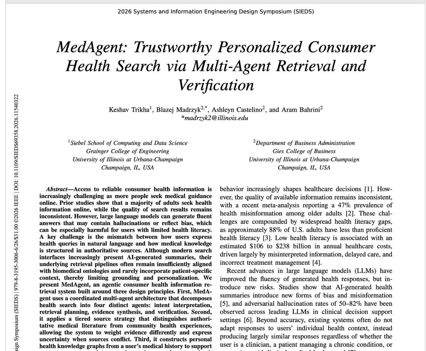 MedAgent paper, IEEE SIEDS 2026